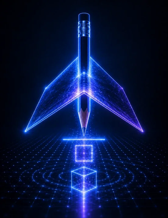 Miniatura futurista de un hipercubo y progresión dimensional