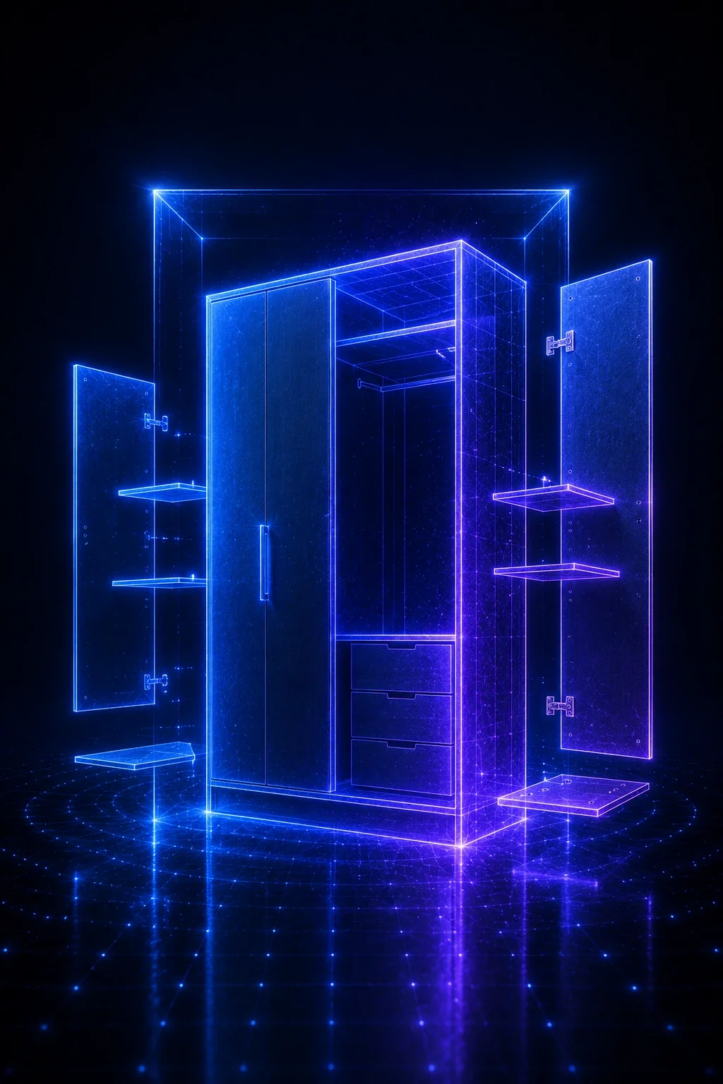 Miniatura futurista de DjCarpi con mobiliario de melamina diseñado en 3D